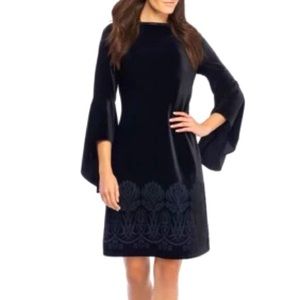 Black THE LIMITED Bell Sleeve Velvet Dress Womens Size Large